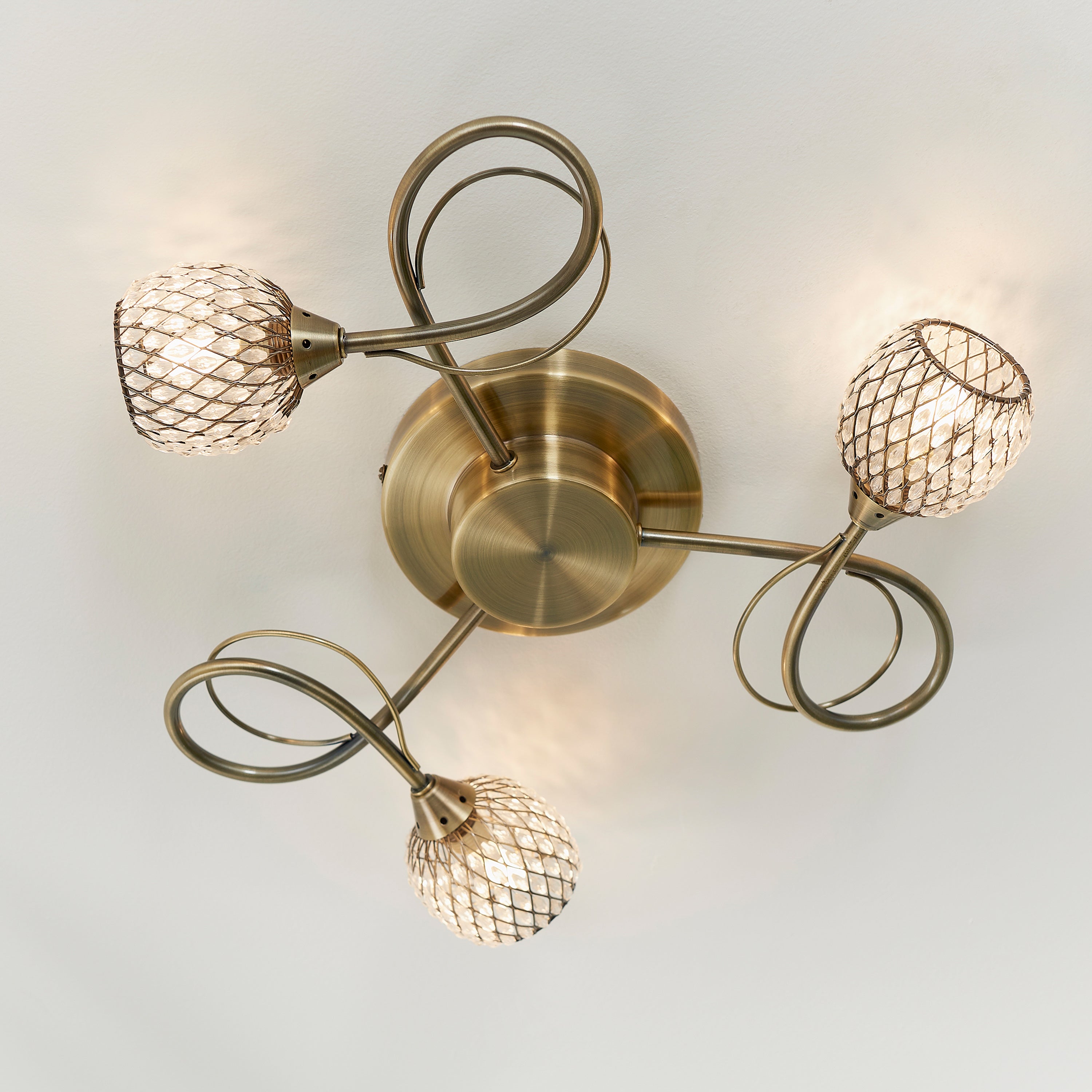 Arden Antique Brass LED Ceiling Light | 3 Lights